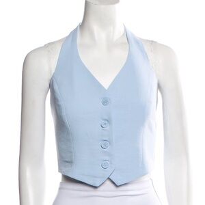 Christian Lacroix Light Baby Blue Button-Up Halter neck Vest